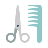 Scissors and comb icon